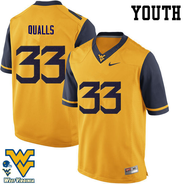 NCAA Youth Quondarius Qualls West Virginia Mountaineers Gold #33 Nike Stitched Football College Authentic Jersey WA23C76ST